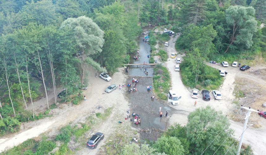 Bolu'da sıcaktan bunalanlar Abant Deresi'nde serinledi