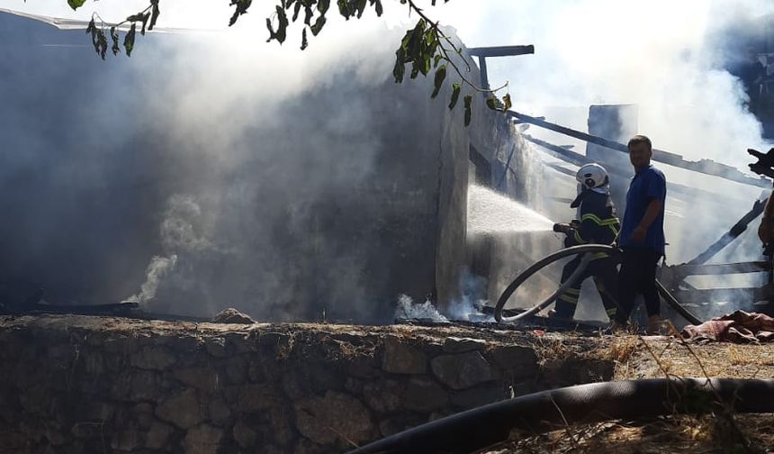 Tokat'ta çıkan yangında samanlık ve ahır zarar gördü