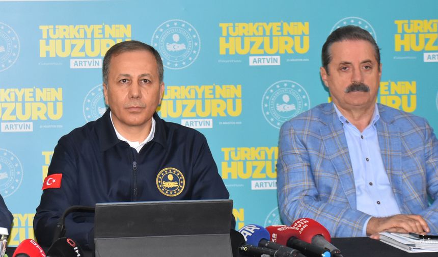 İçişleri Bakanı Yerlikaya, Artvin'de 'Türkiye'nin Huzuru Toplantısı' sonrası konuştu: