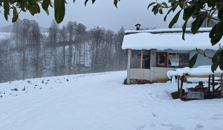 Düzce'nin yüksek kesimlerine kar yağdı