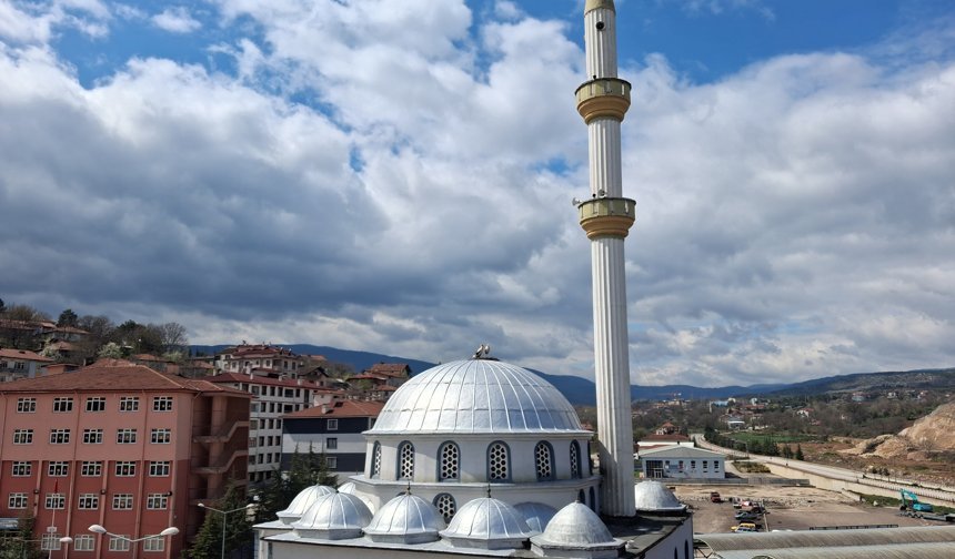 Karabük'te leylekler caminin kubbesine yuva yaptı