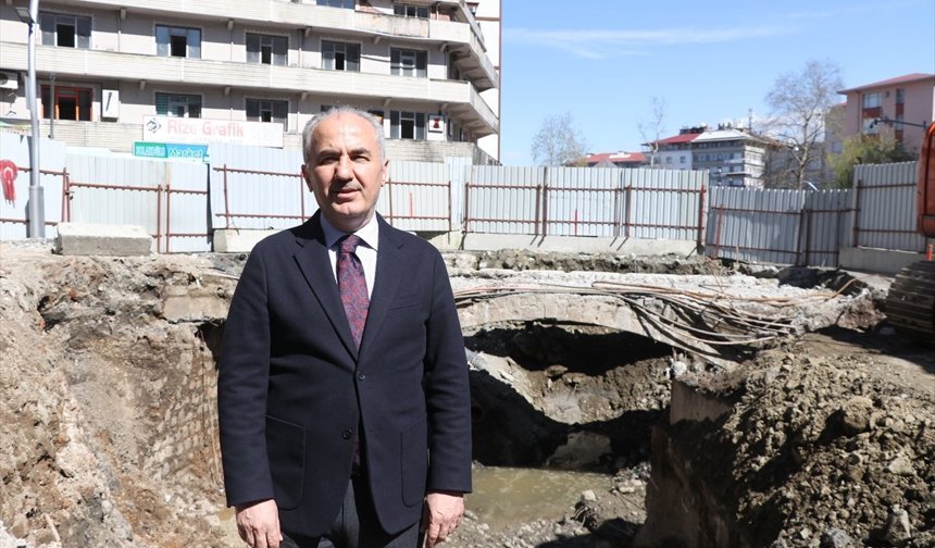 Rize'de yol düzenleme çalışmalarında tarihi taş kemerli köprü bulundu