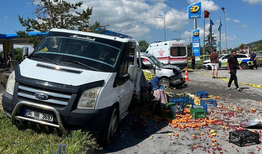 Bolu'da kontrolden çıkan hafif ticari aracın akaryakıt istasyonunda çarptığı kişi öldü