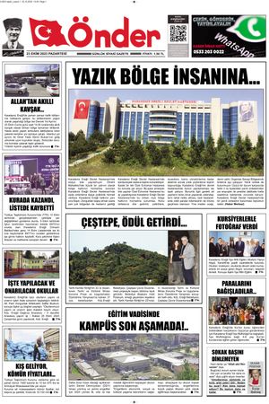 Ereğli Önder Gazetesi - 23.10.2023 Manşeti