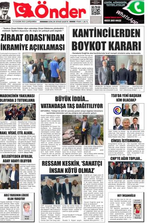 Ereğli Önder Gazetesi - 15.11.2023 Manşeti