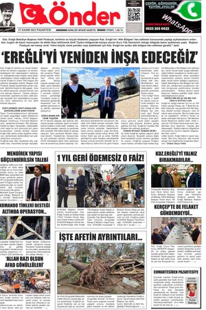 Ereğli Önder Gazetesi - 27.11.2023 Manşeti