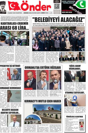 Ereğli Önder Gazetesi - 19.02.2024 Manşeti