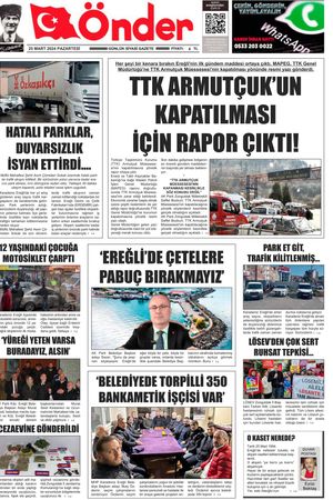 Ereğli Önder Gazetesi - 25.03.2024 Manşeti