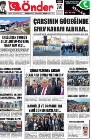 Ereğli Önder Gazetesi - 08.04.2024 Manşeti