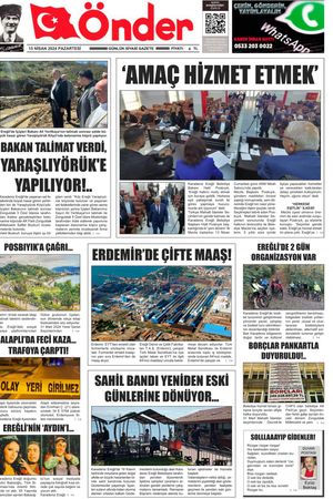 Ereğli Önder Gazetesi - 15.04.2024 Manşeti