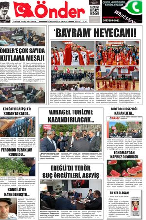 Ereğli Önder Gazetesi - 24.04.2024 Manşeti