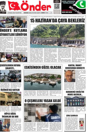Ereğli Önder Gazetesi - 29.04.2024 Manşeti