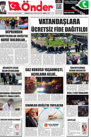 Ereğli Önder Gazetesi - 08.05.2024 Manşeti