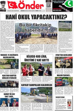 Ereğli Önder Gazetesi - 13.05.2024 Manşeti
