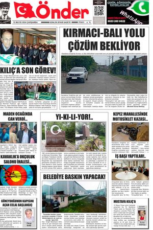 Ereğli Önder Gazetesi - 15.05.2024 Manşeti